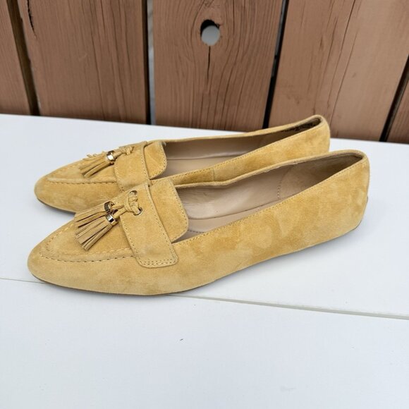 TALBOTS Francesca Suede Tassel Driving Moccasins / Loafers MUSTARD Sz 8M - Picture 1 of 9